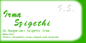 irma szigethi business card